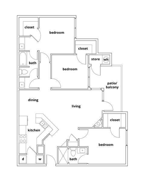 Magnolia Floor plan 3 bedroom 2 bathroom 1250 square feet at Lincoln at Wolfchase, Cordova, 38016 